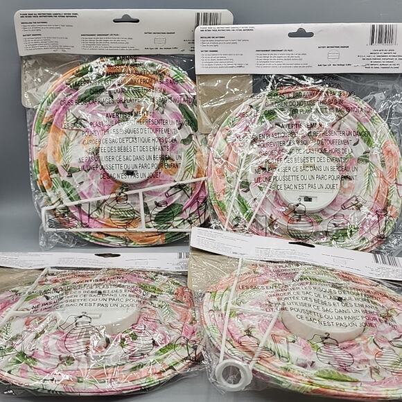 Paper Lanterns 8" x 8" Round LED Lights Flamingo Lot of 4 New - Picture 2 of 11